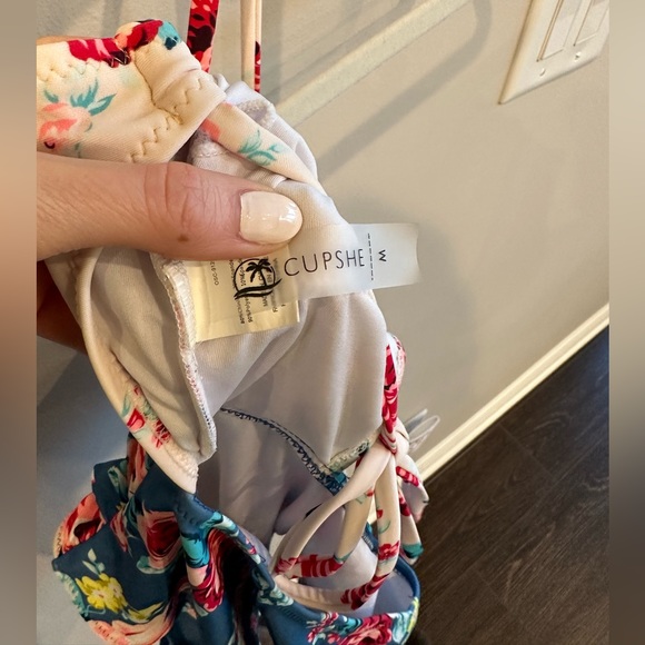 CUPSHE Pink and Blue Floral One-Piece Swimsuit - Picture 5 of 5